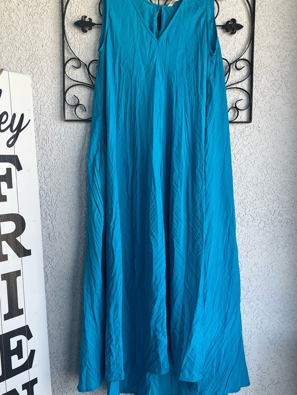 Soft Surroundings Caribbean Blue, Mizu Sleeveless Maxi Dress - Picture 2 of 8